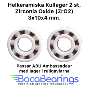 Helkeramiska Kullager Zirconia Oxide (ZrO2) Rulltrimsats 2 st. 3x10x4 mm.